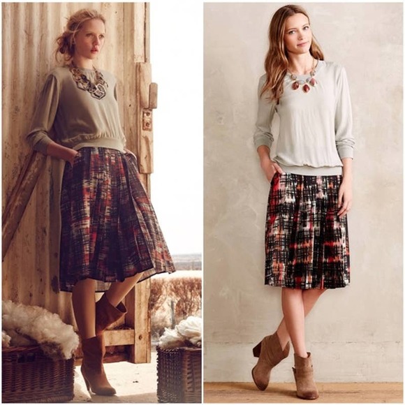 Anthropologie Dresses & Skirts - Anthro Fynn and Rose Abstract Print Pleated Skirt